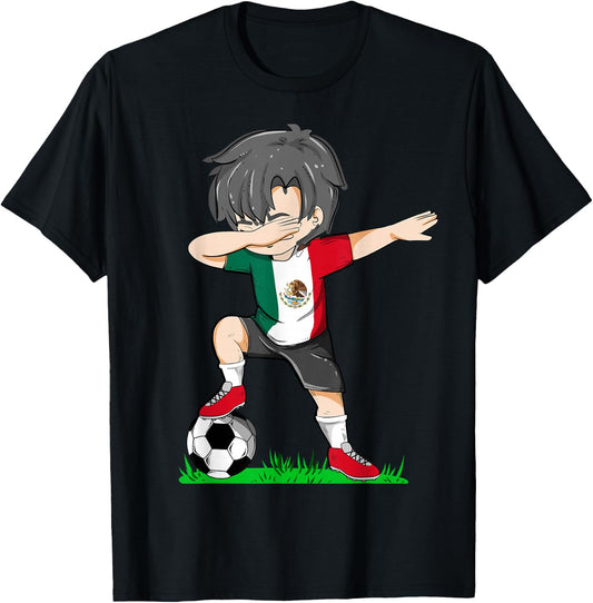 Soccer Mexico Jersey Shirt Mexican Flag Football Boys Men T-Shirt - T-Shirt | Black