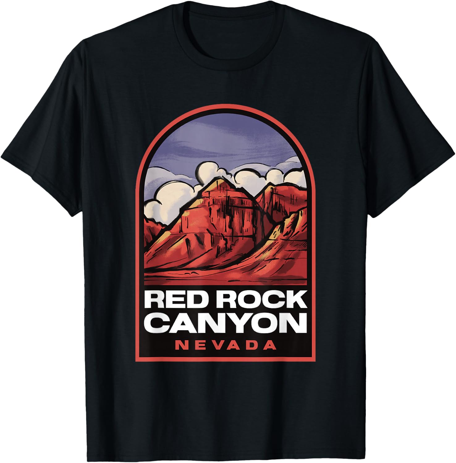 Red Rock Canyon Nevada Vintage Travel T-Shirt - T-Shirt | Black