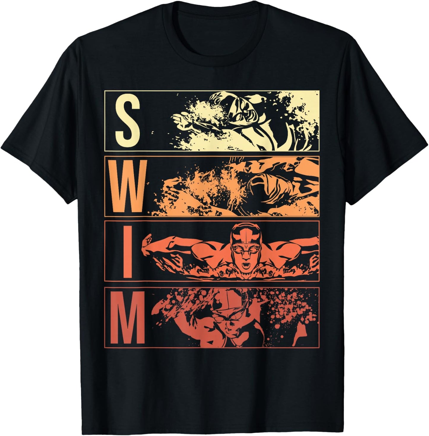 Retro Swimming Water Swim Sports Theme Swimmers Athlete T-Shirt - T-Shirt | Black