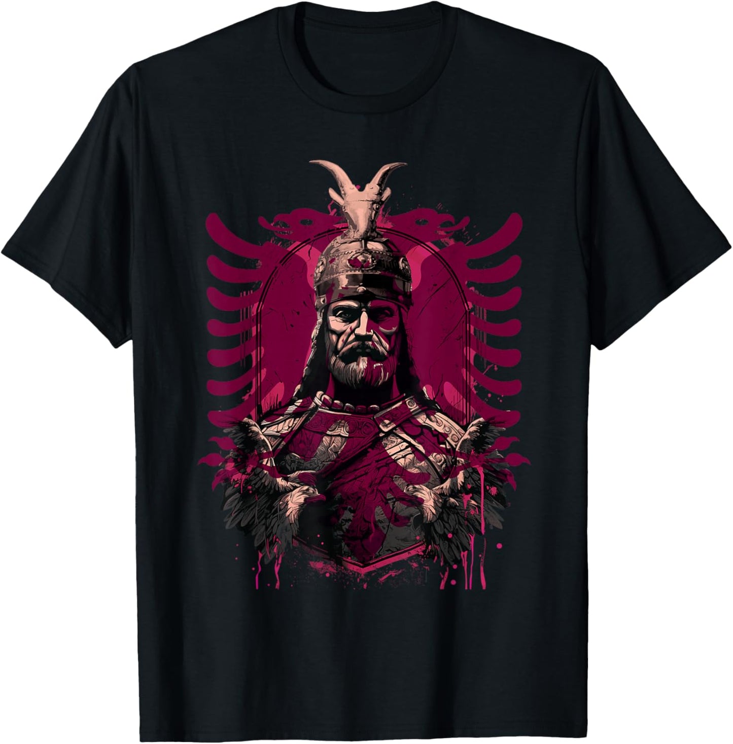 Skanderbeg Albanian National Hero Eagle Kosovo Albanian T-Shirt - T-Shirt | Black
