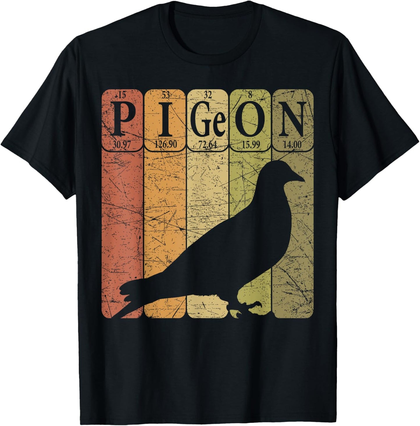Pigeon Periodic Table Elements Birdwatching Ornithology T-Shirt - T-Shirt | Black