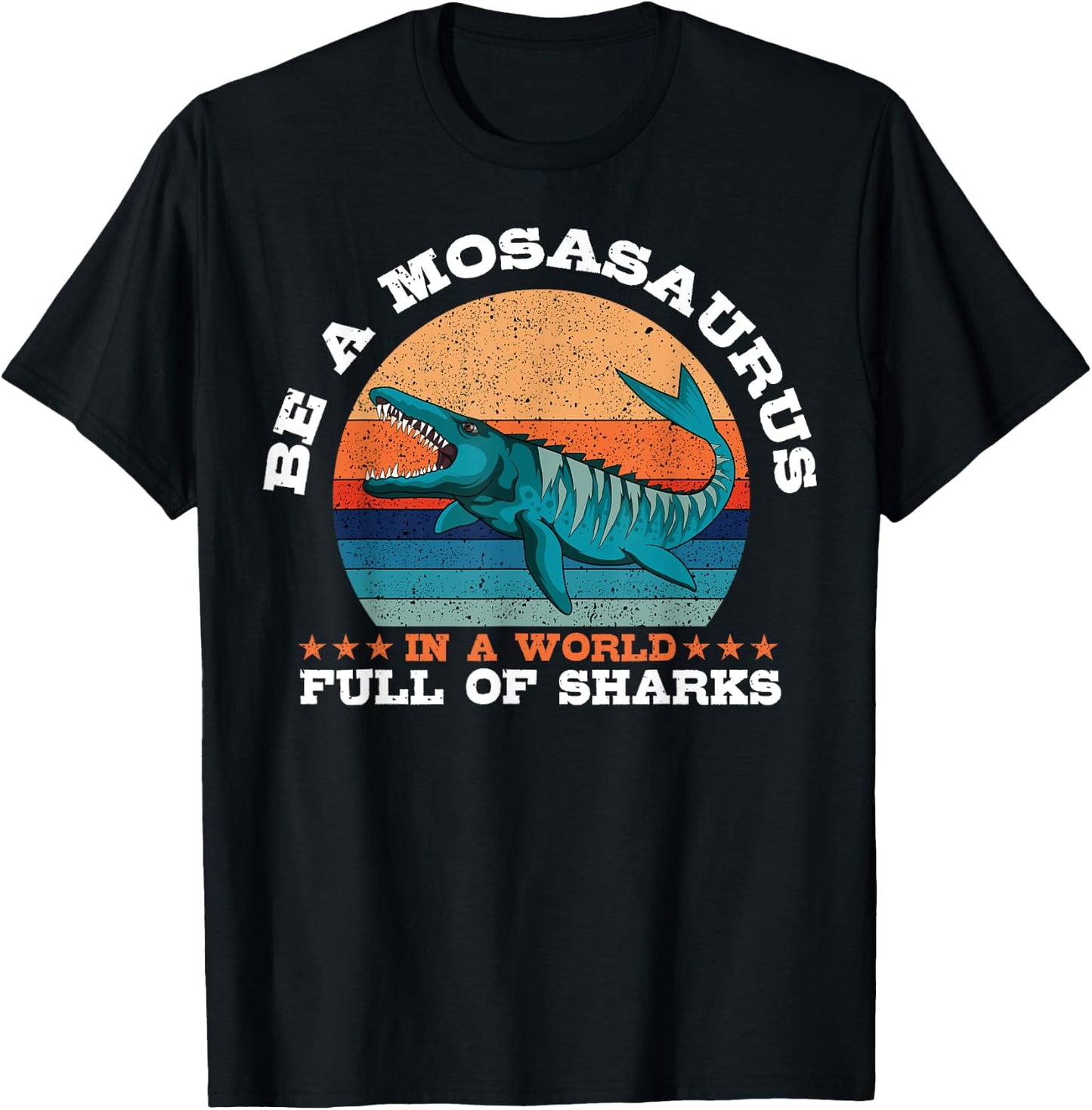 Mosasaurus Retro Vintage Prehistoric Aquatic Dinosaur T-Shirt - T-Shirt | Black