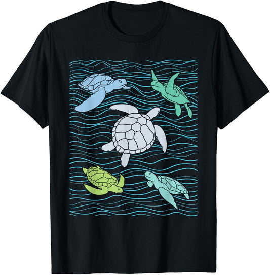 Colorful Sea Turtles - Animal Whisperer Ocean Beach Lover T-Shirt - T-Shirt | Black