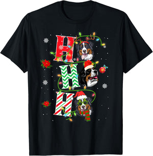 Christmas Ho Ho Ho Bernese Mountain Dog Funny Xmas Dog Women Kids T-Shirt - T-Shirt | Black