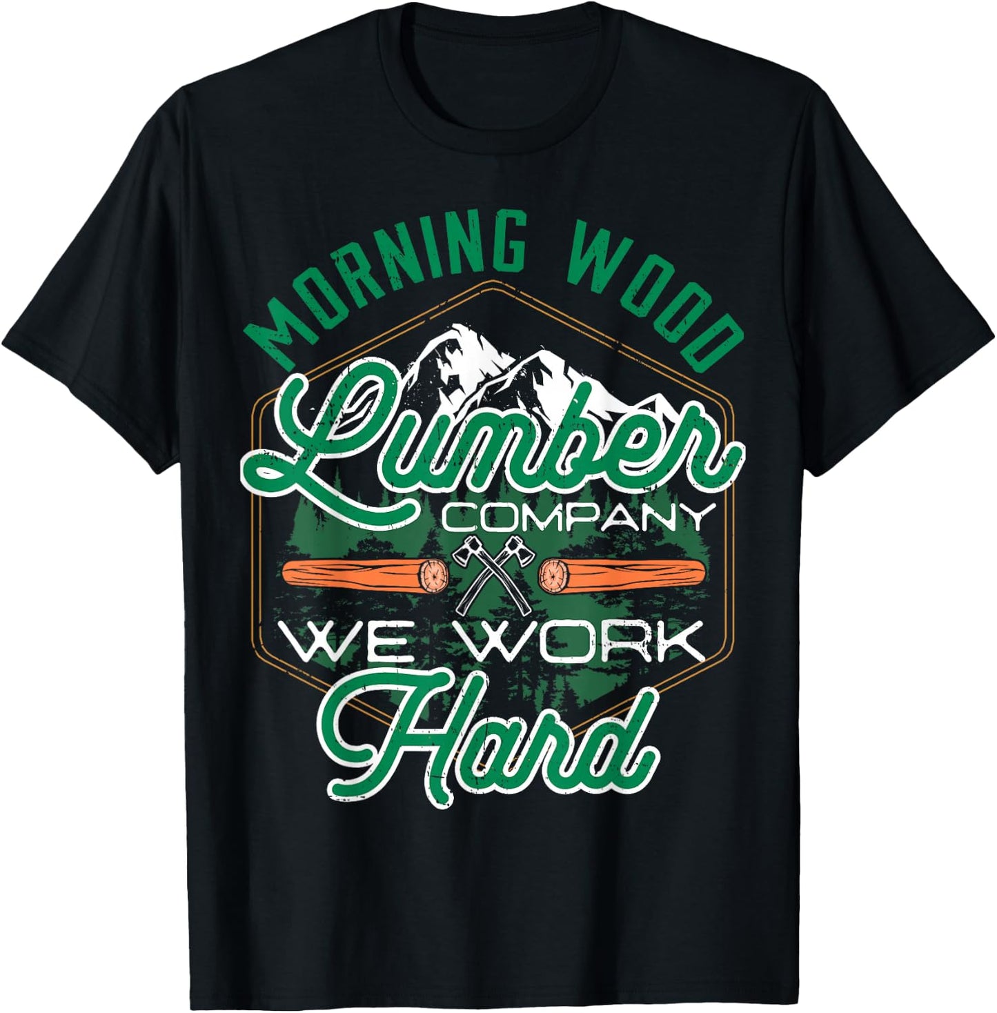 Retro Morning Wood Lumber Company Camping Woodman T-Shirt - T-Shirt | Black