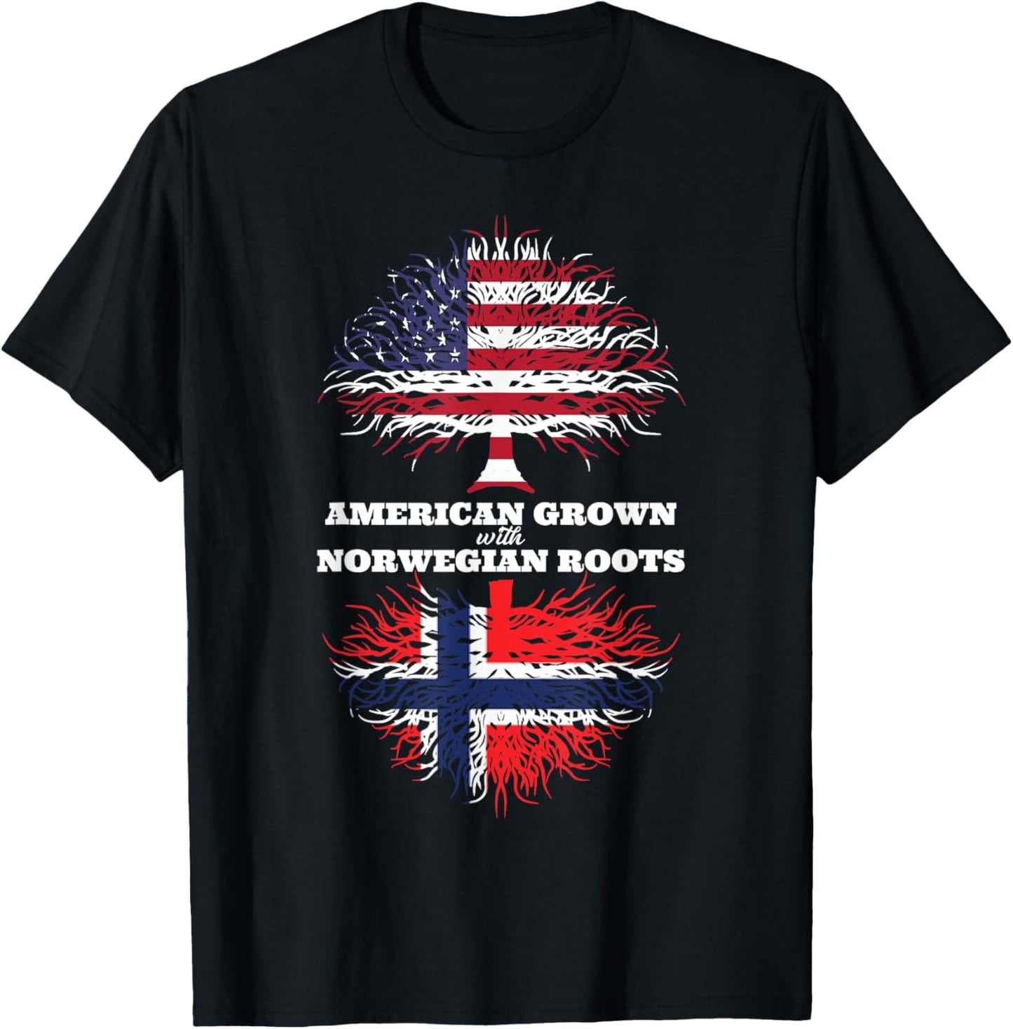 American Grown with Norwegian Roots Norway T-Shirt - T-Shirt | Black