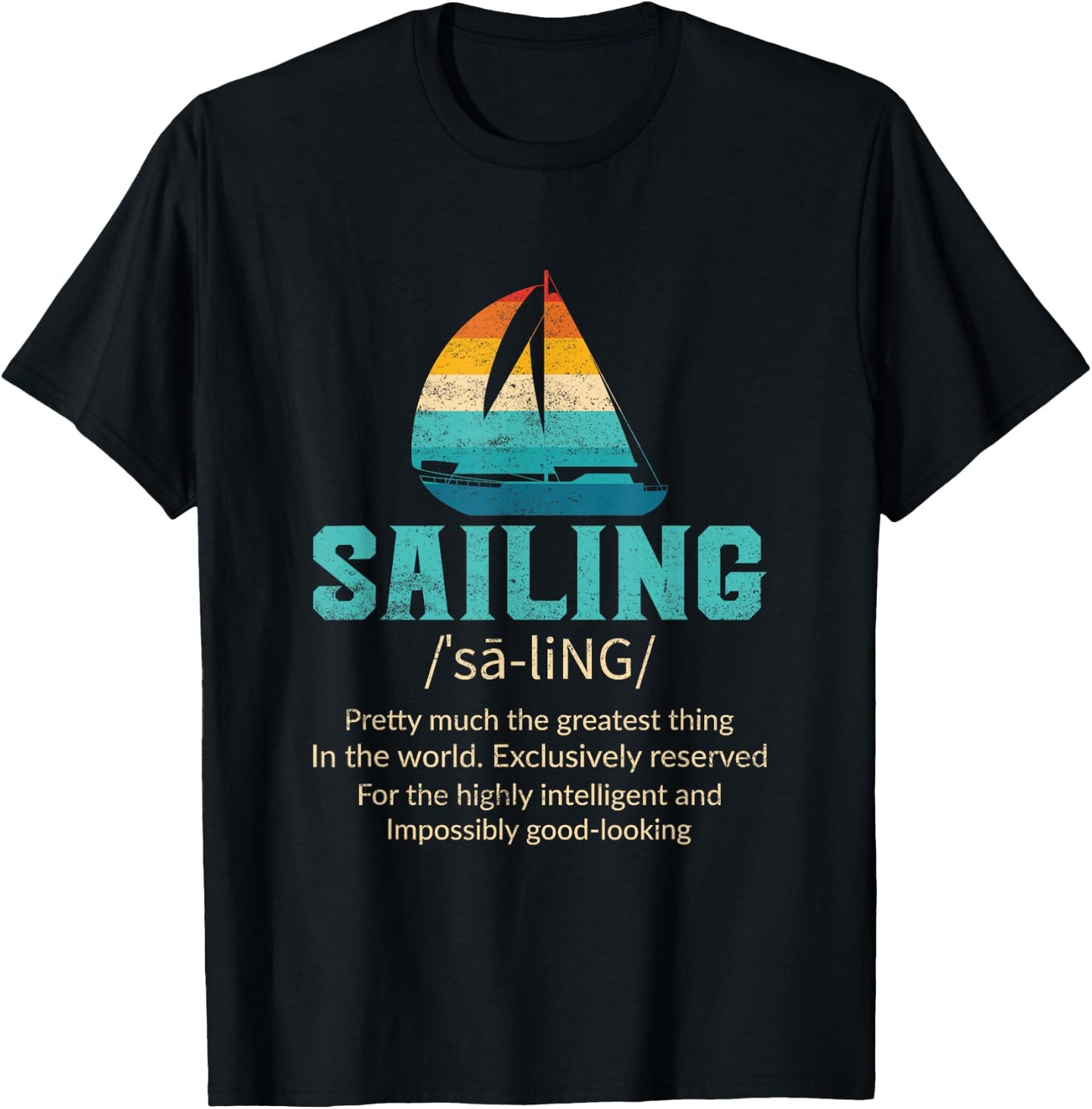 Funny Sailing Art For Dad Men Sailing Sailor Sail Sailboat T-Shirt - T-Shirt | Black