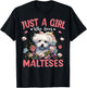 Just A Girl Who Loves Maltese Dog Women and Girls T-Shirt - T-Shirt | Black