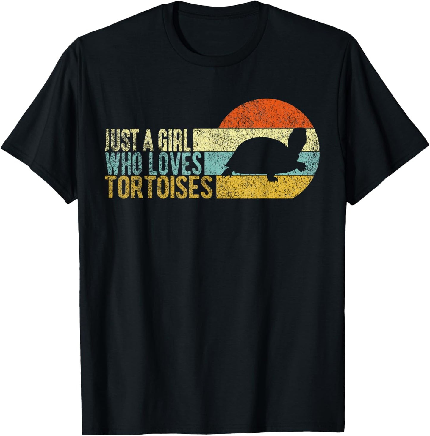 Just A Girl Who Loves Tortoises Turtle Lover Tortoise Retro T-Shirt - T-Shirt | Black