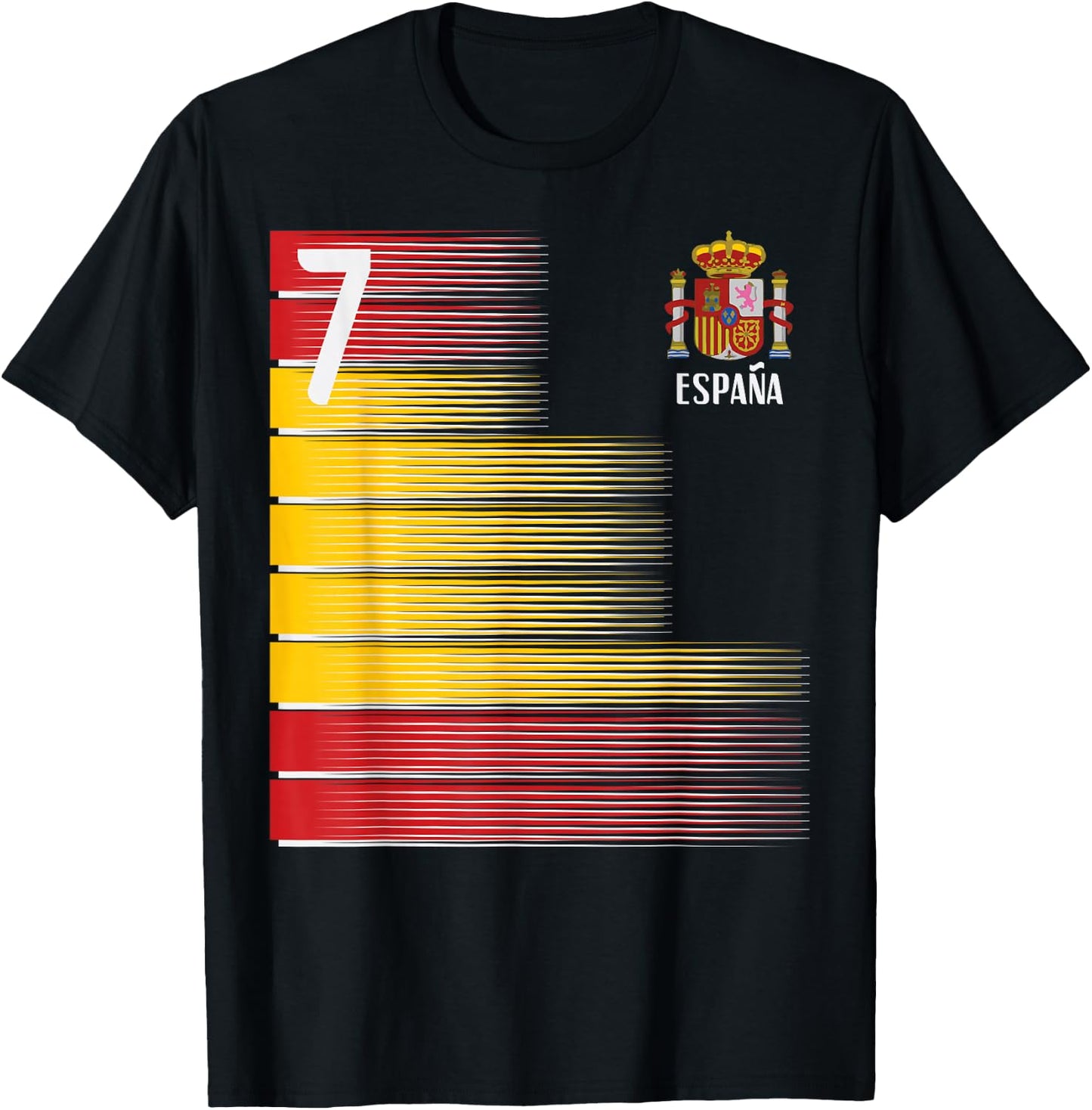 Spain Number 7 Espana Spanish Soccer Fan Men Women Kids Boys T-Shirt - T-Shirt | Black