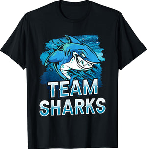 Team Sharks Teeth Shark Lover Animal T-Shirt - T-Shirt | Black