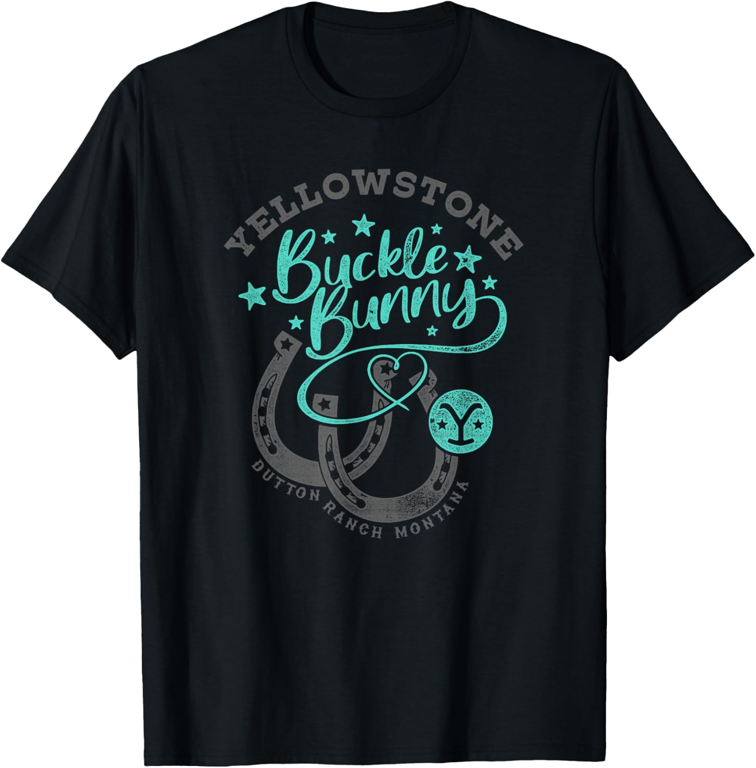 Yellowstone Dutton Ranch Buckle Bunny Western Logo T-Shirt - T-Shirt | Black