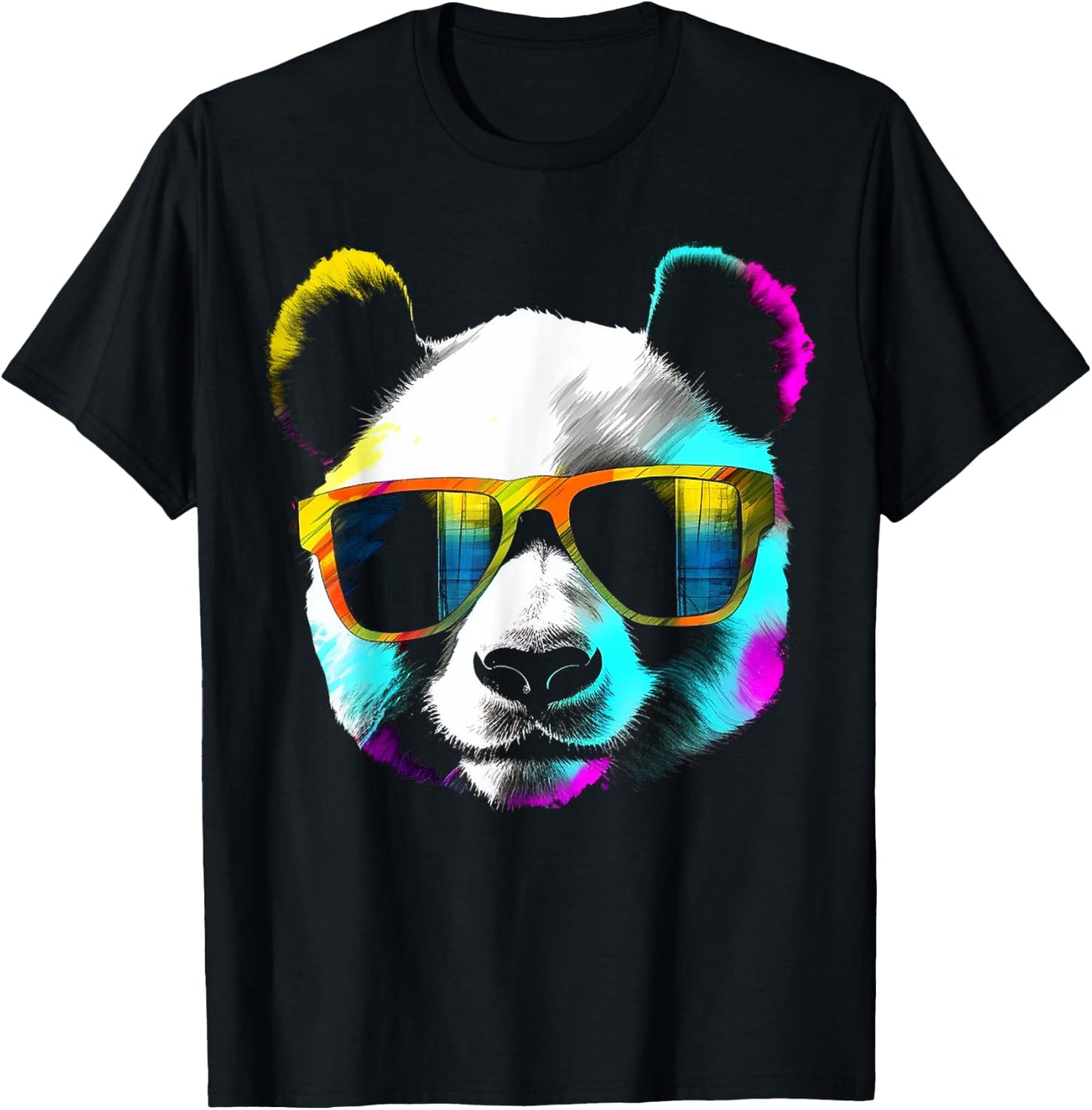 Panda Sunglasses Artwork | Animal Motif Panda T-Shirt - T-Shirt | Black