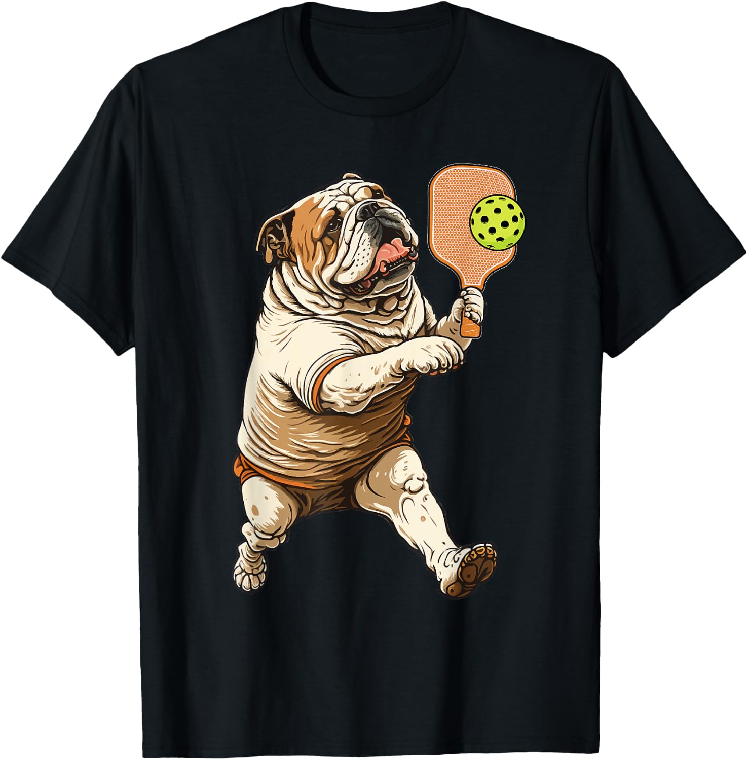 Funny Bulldog Play Pickleball Funny Bulldog lover T-Shirt - T-Shirt | Black