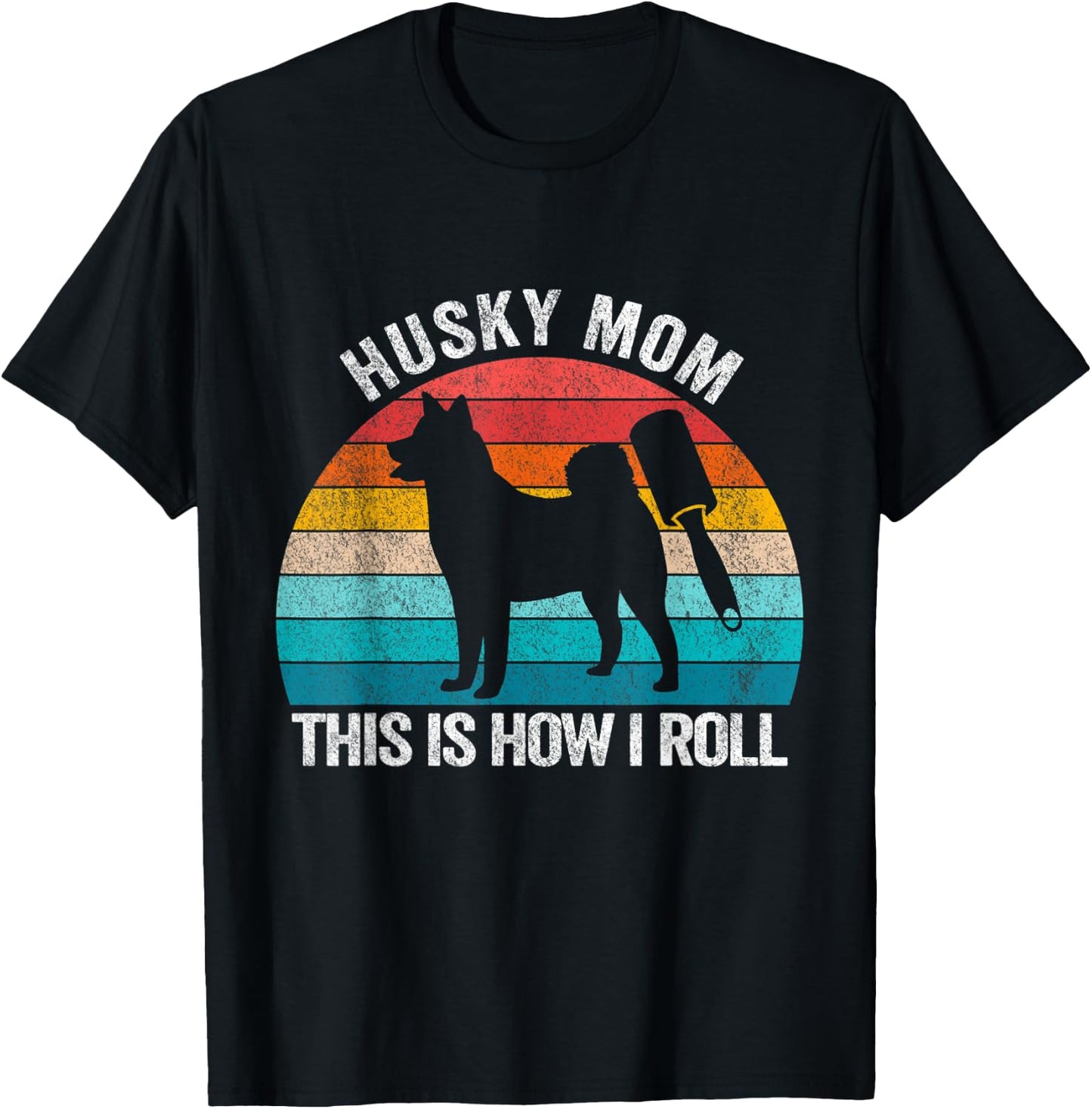 Husky Mom This Is How I Roll Retro Vintage Husky Dog Women T-Shirt - T-Shirt | Black