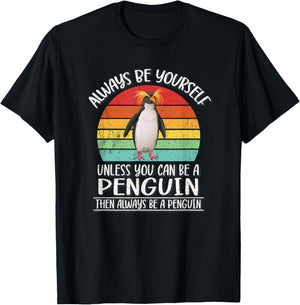 Retro Vintage Always Be Yourself Macaroni Penguin Lover T-Shirt - T-Shirt | Black
