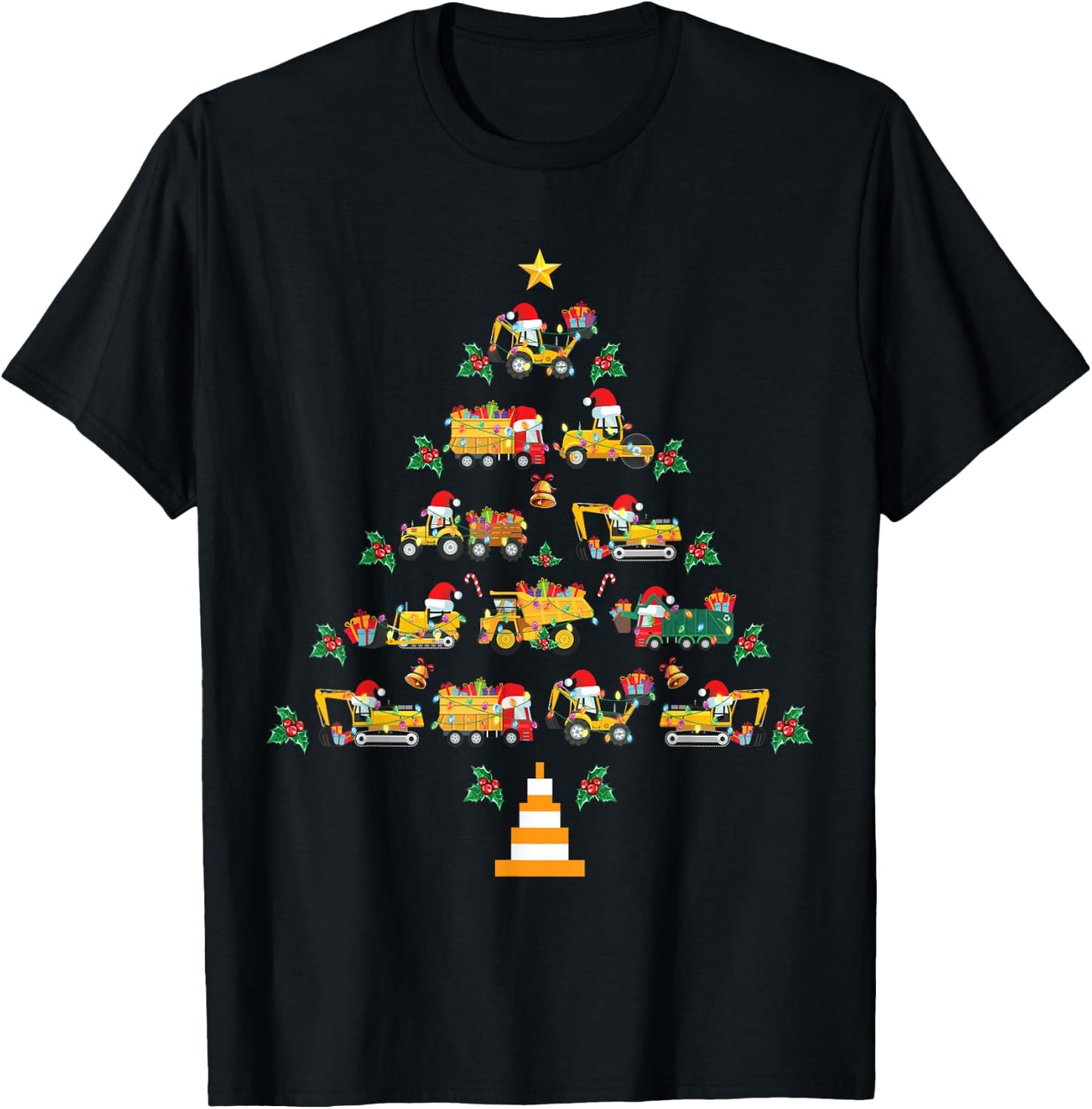 Christmas Trucks Boys Kids Funny Christmas Tree Truck T-Shirt - T-Shirt | Black