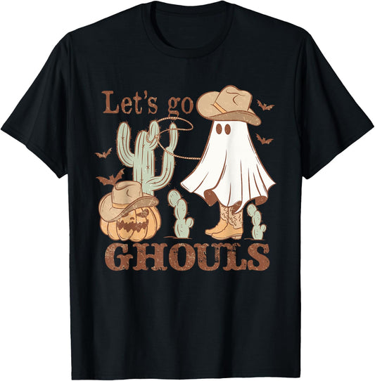 Let´s go Ghoul Ghost Cowboy Hat Lasso Rodeo Halloween T-Shirt - T-Shirt | Black