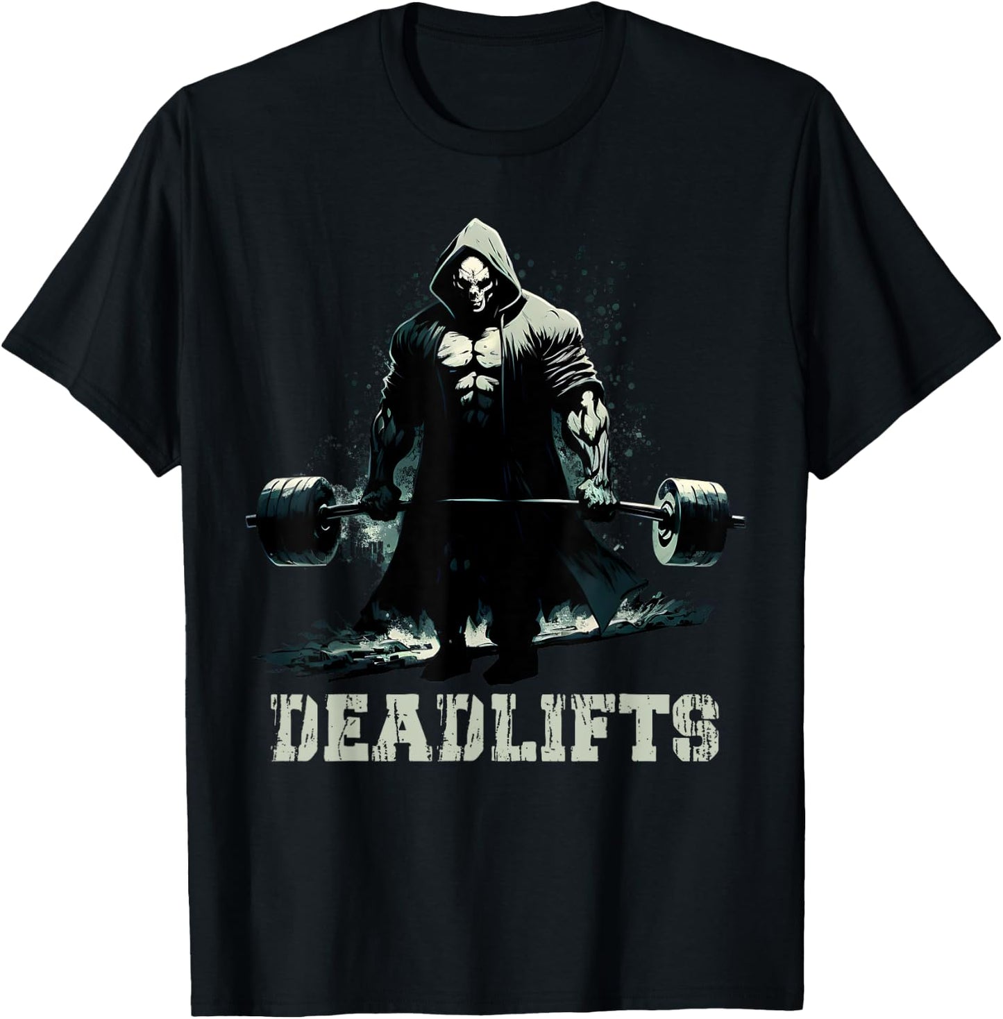 Deadlifts Funny Gym Leg Day Grim Reaper Deadlifting Weights T-Shirt - T-Shirt | Black