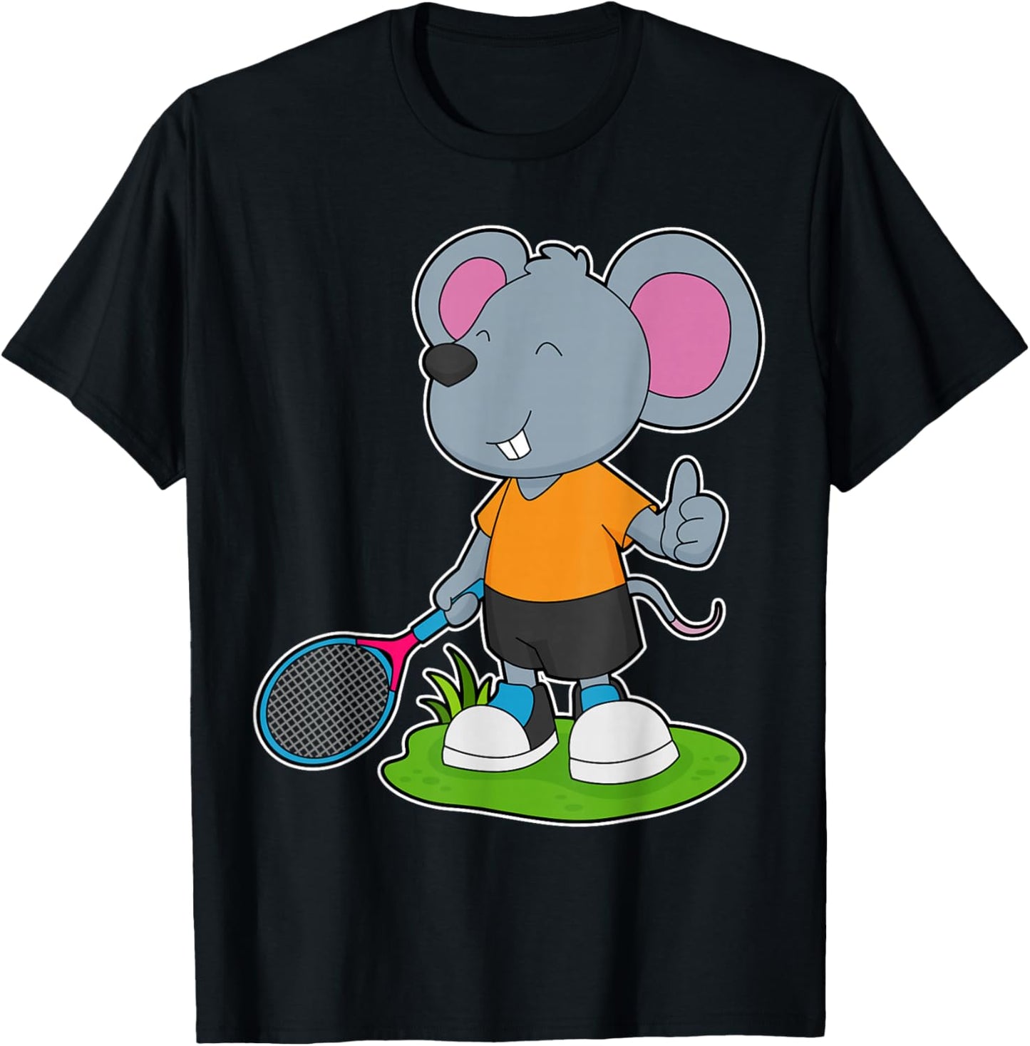 Mouse Tennis Tennis racket Sports T-Shirt - T-Shirt | Black