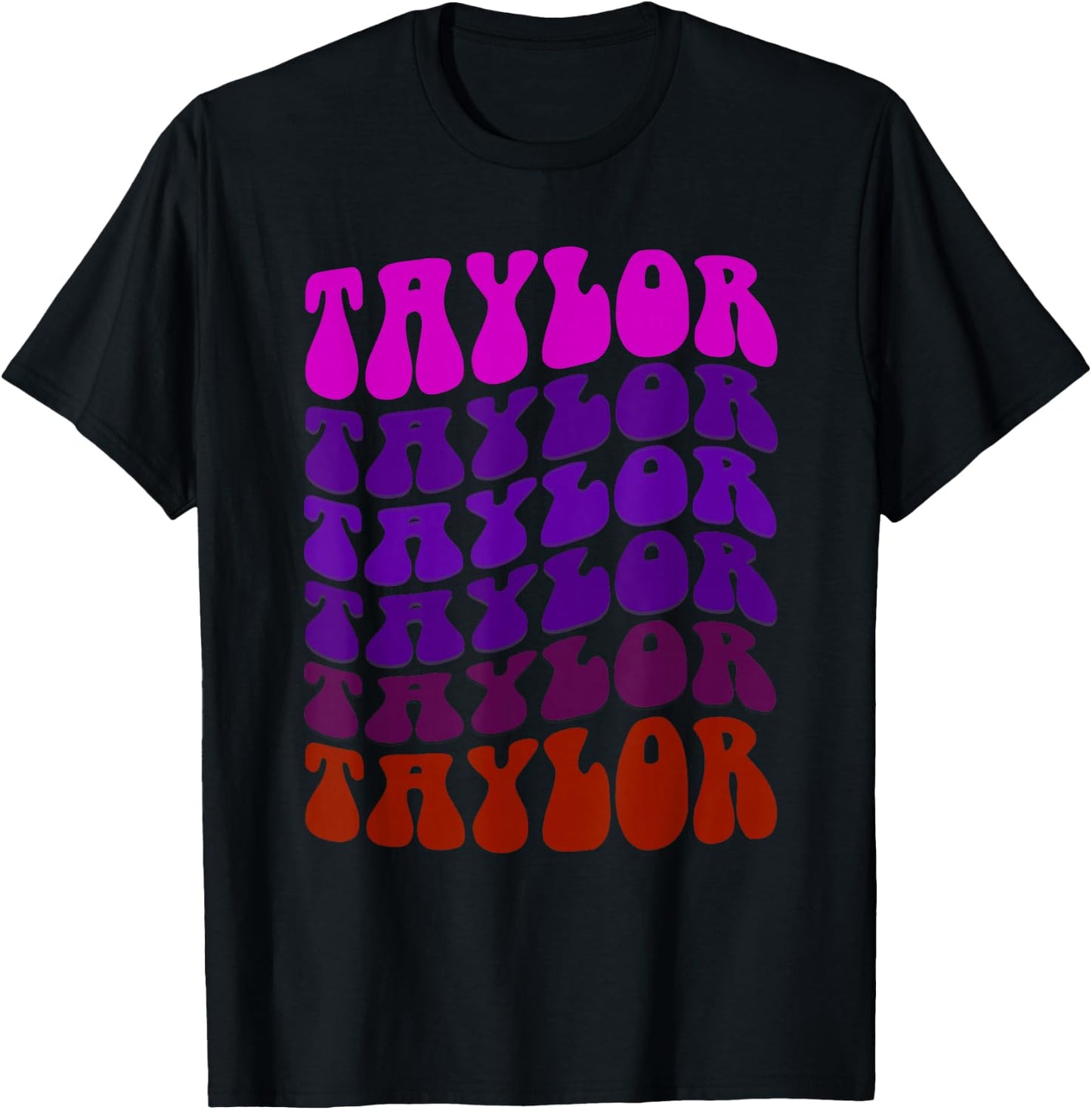 Retro TAYLOR Girl First Name Wavy My Birthday Personalized T-Shirt - T-Shirt | Black