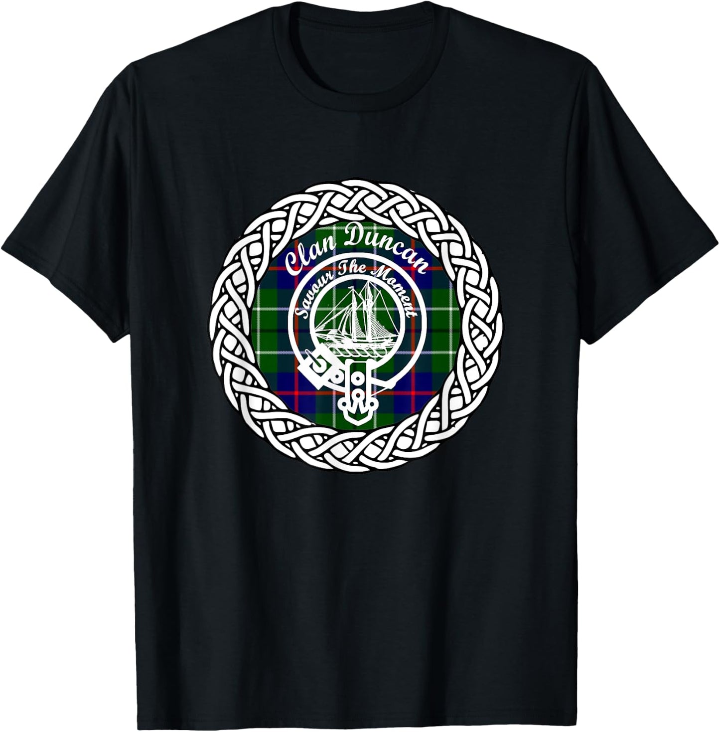 Duncan Scottish Clan Crest and Tartan T-Shirt - T-Shirt | Black
