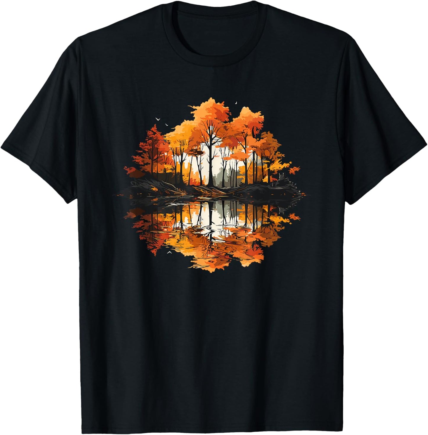 Nature Reflection Forest Trees Outdoor Wildlife T-Shirt - T-Shirt | Black