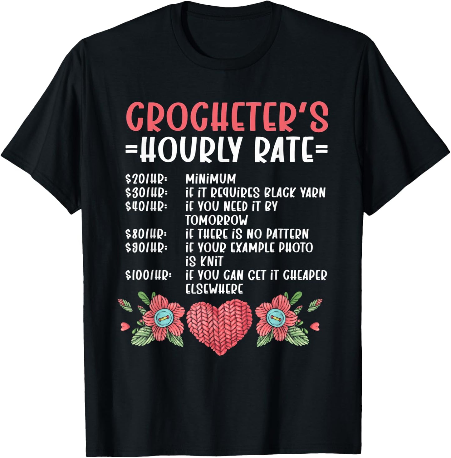 Crochet Yarn Crocheting T-Shirt - T-Shirt | Black