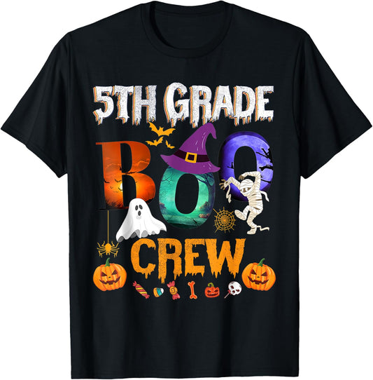 5th Grade Boo Crew Teacher Student Funny Halloween Costume Women Kids T-Shirt - T-Shirt | Black