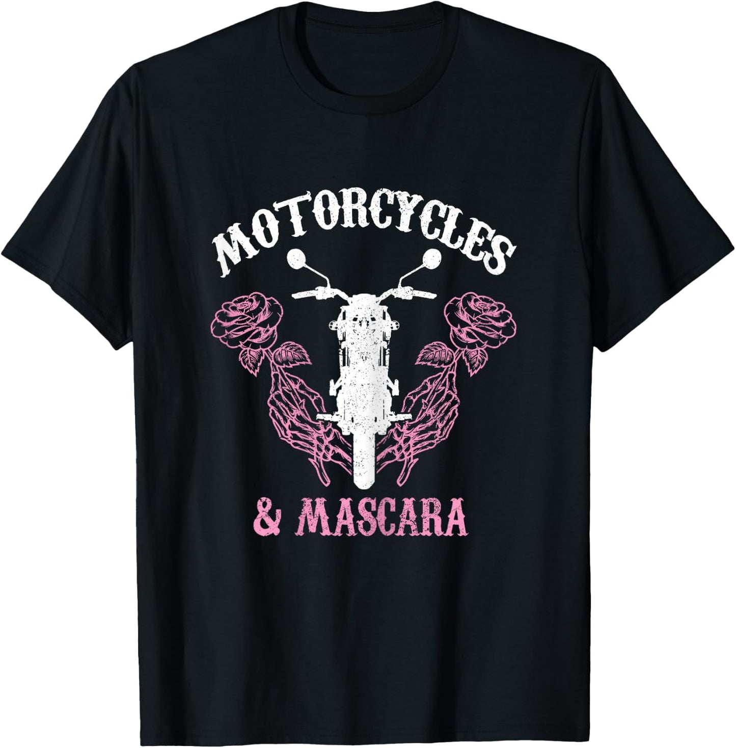 Motorcycles & Mascara Biker Girl Vintage T-Shirt - T-Shirt | Black