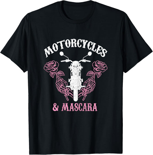 Motorcycles & Mascara Biker Girl Vintage T-Shirt - T-Shirt | Black
