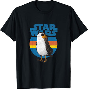Kids Star Wars: The Last Jedi Vintage Seventies Porg Stripe T-Shirt - T-Shirt | Black