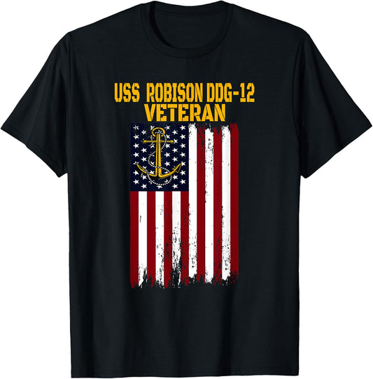 USS Robison DDG-12 Destroyer Veterans Day Father's Day Dad T-Shirt - T-Shirt | Black