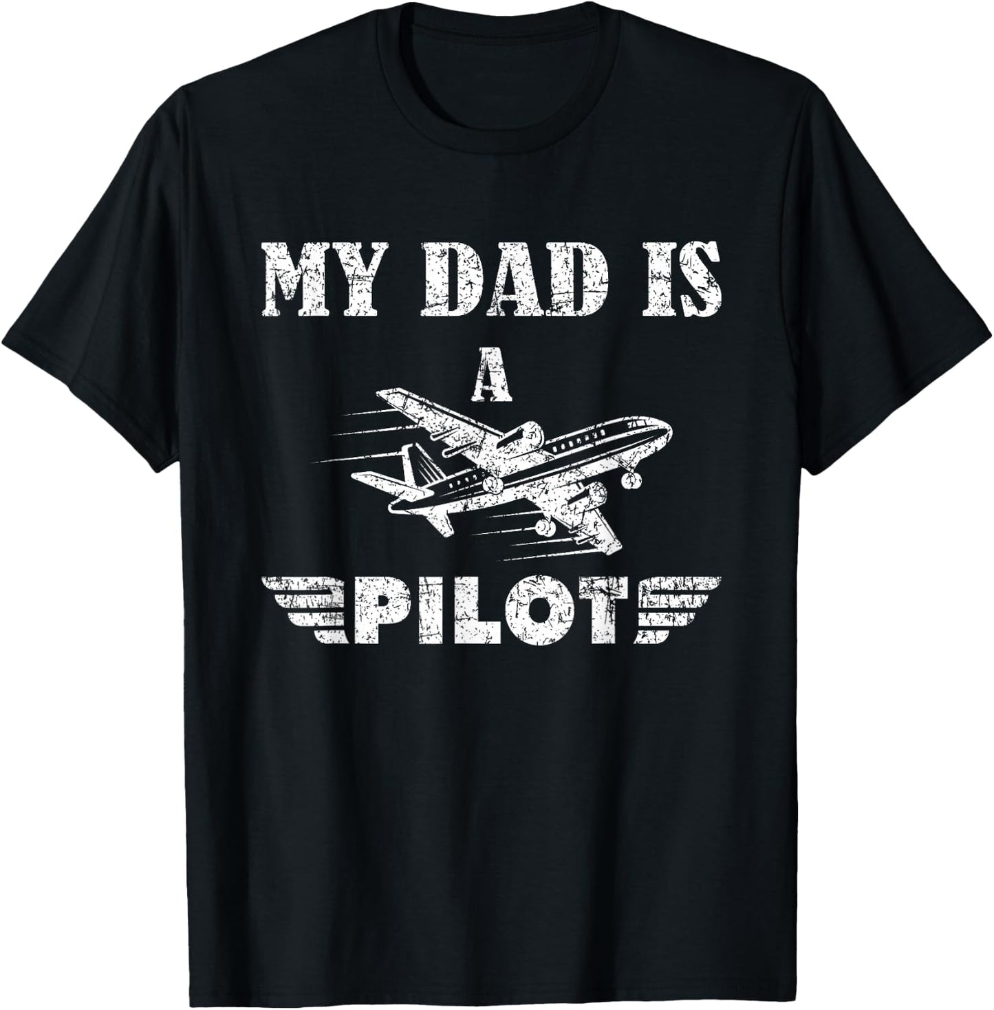 My Dad Is a Pilot Airplane Aviation Pilot's Kids Aeroplane T-Shirt - T-Shirt | Black