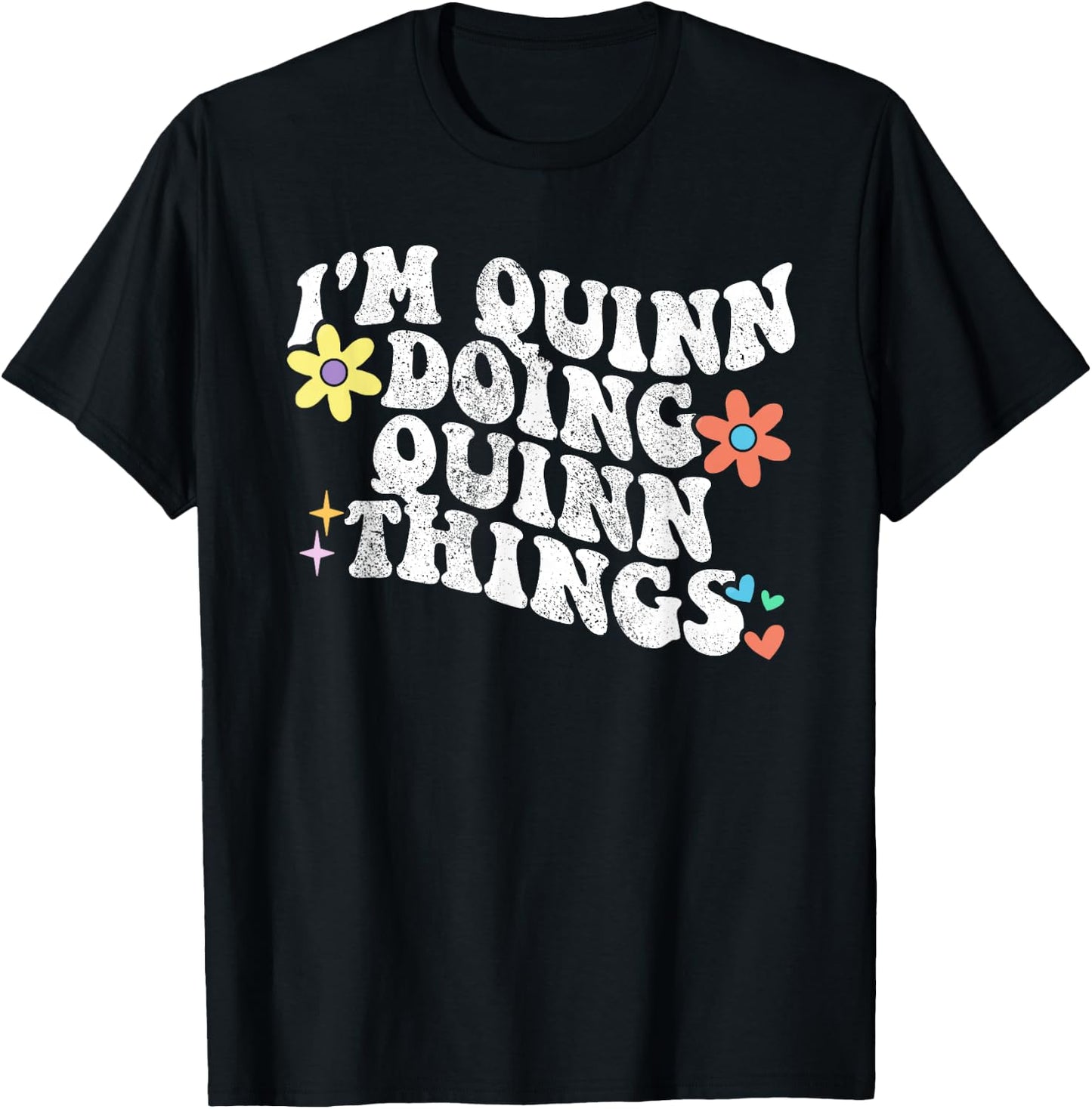 Retro Groovy Im QUINN Doing QUINN Things Funny Mother's Day T-Shirt - T-Shirt | Black