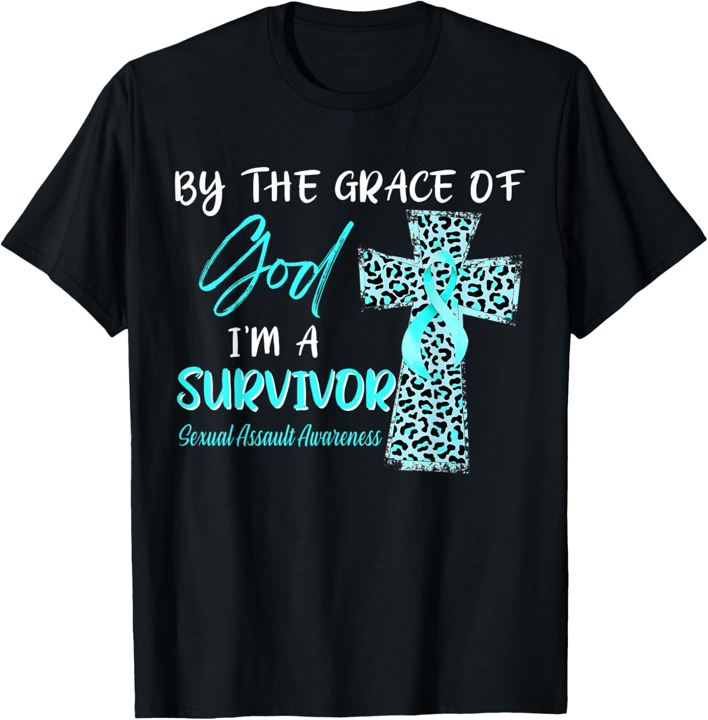 I'm A Survivor Sexual Assault Awareness Teal Ribbon T-Shirt - T-Shirt | Black