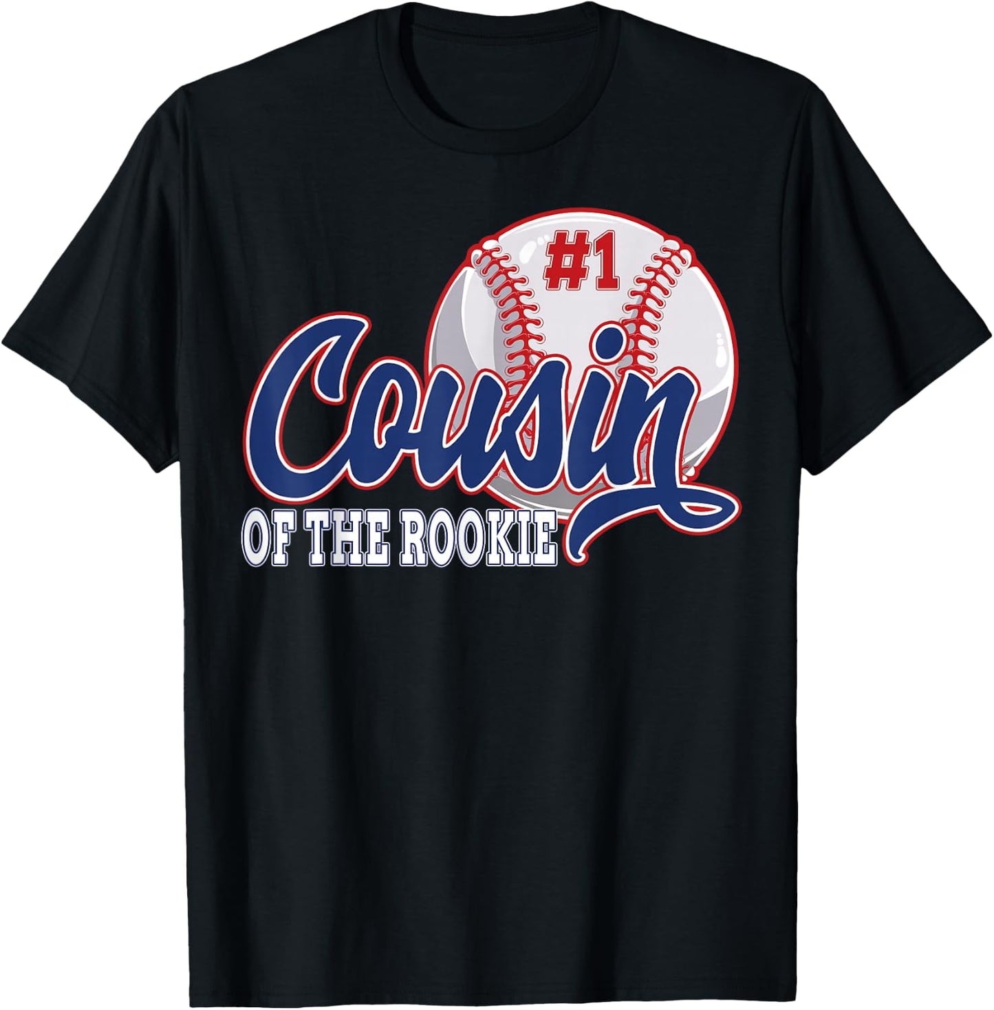 Cousin Of The Rookie Baseball 1st Birthday Baseball Theme T-Shirt - T-Shirt | Black
