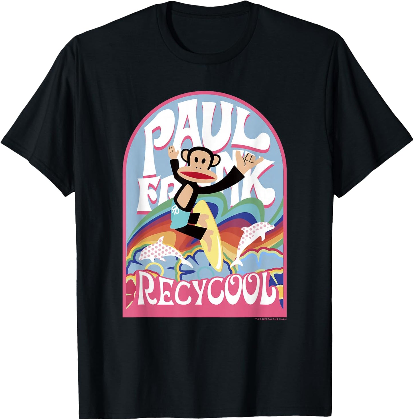 Paul Frank Earth Day Recycool Rainbow Surfing Julius T-Shirt - T-Shirt | Black