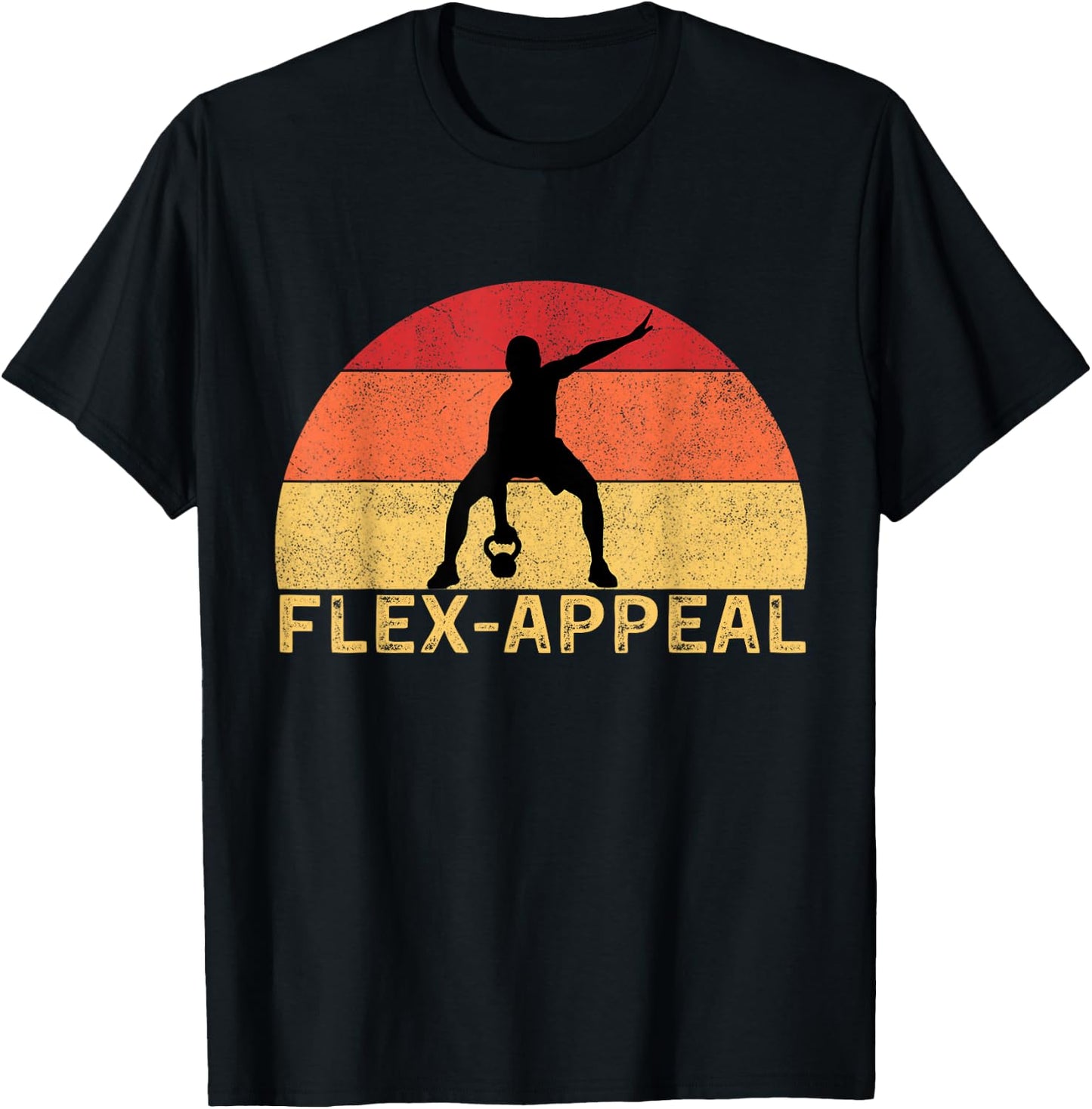 Flex-Appeal Gym Workout Half Retro Sunset Funny T-Shirt - T-Shirt | Black