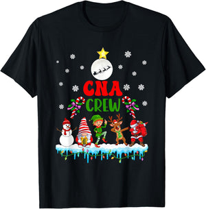 CNA Crew Xmas Dabbing Reindeer Santa Elf Proud Nurse Nursing T-Shirt - T-Shirt | Black