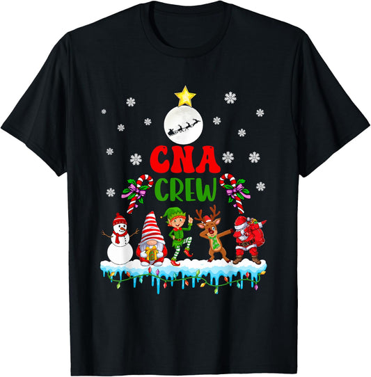 CNA Crew Xmas Dabbing Reindeer Santa Elf Proud Nurse Nursing T-Shirt - T-Shirt | Black