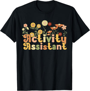 Groovy Activity Assistant Flowers T-Shirt - T-Shirt | Black