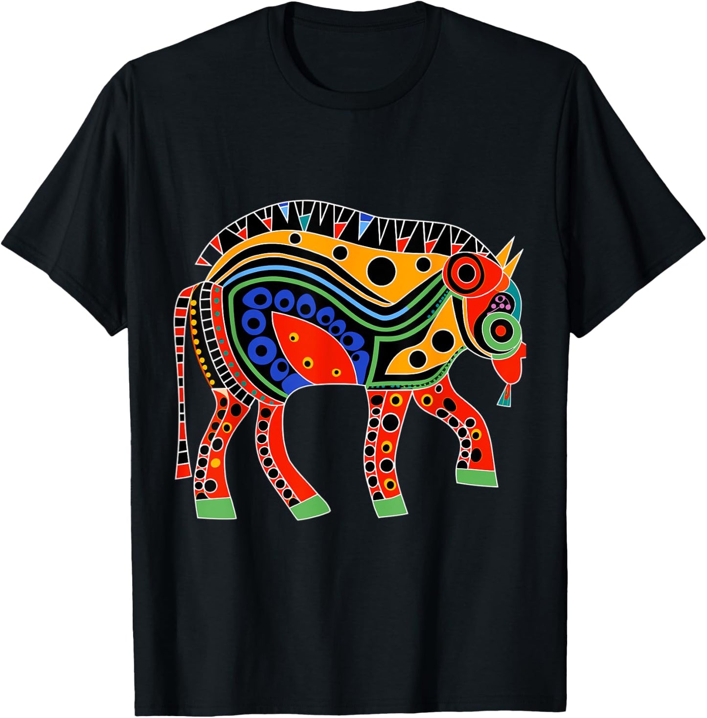 Native American Bison Pacific Northwest Coast Art Style T-Shirt - T-Shirt | Black