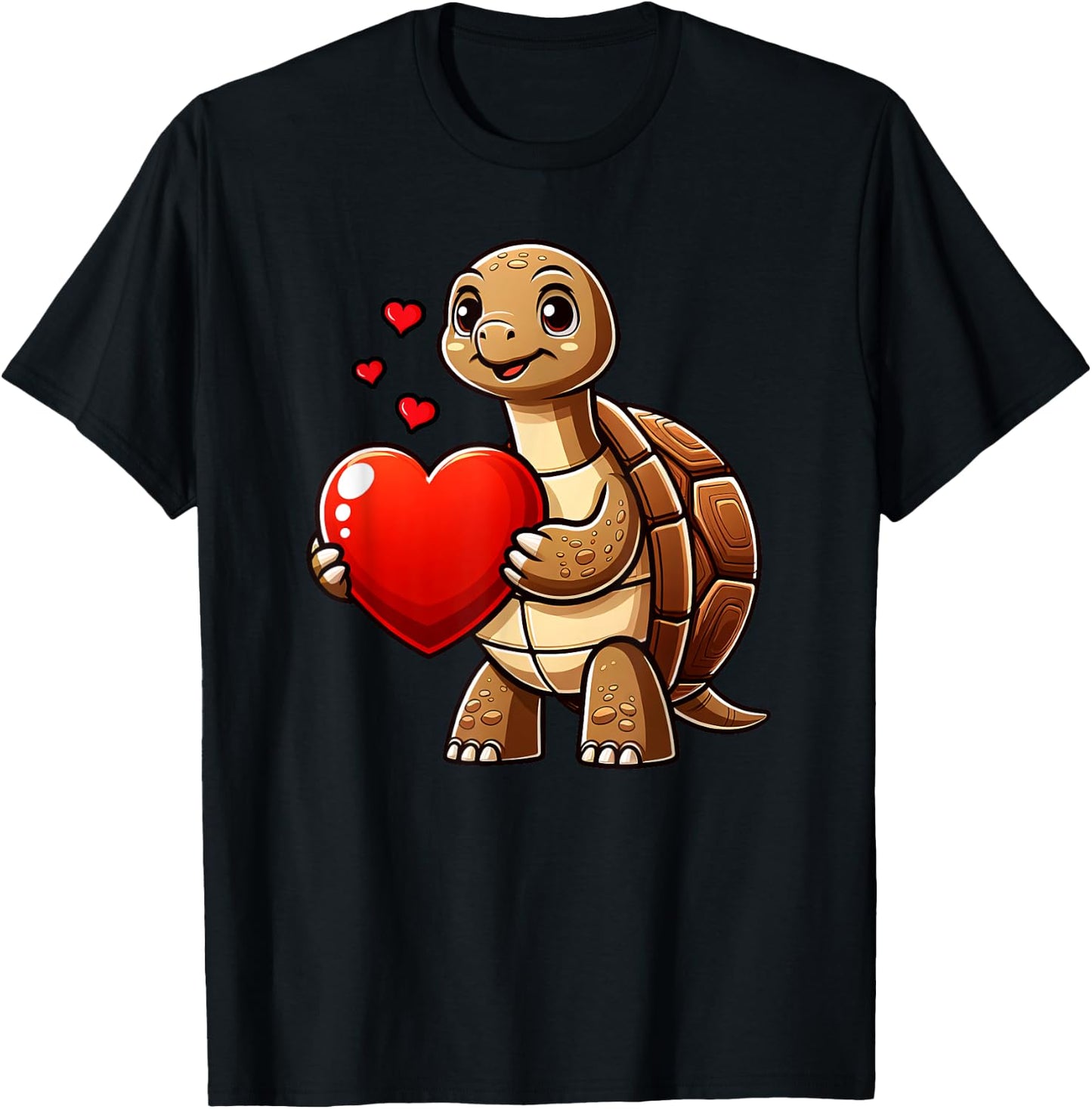 Sulcata Tortoise Turtle Valentines Heart Lover Funny Boys T-Shirt - T-Shirt | Black