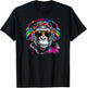 Rainbow Monkey Chimp With Sunglasses And Headphones T-Shirt - T-Shirt | Black