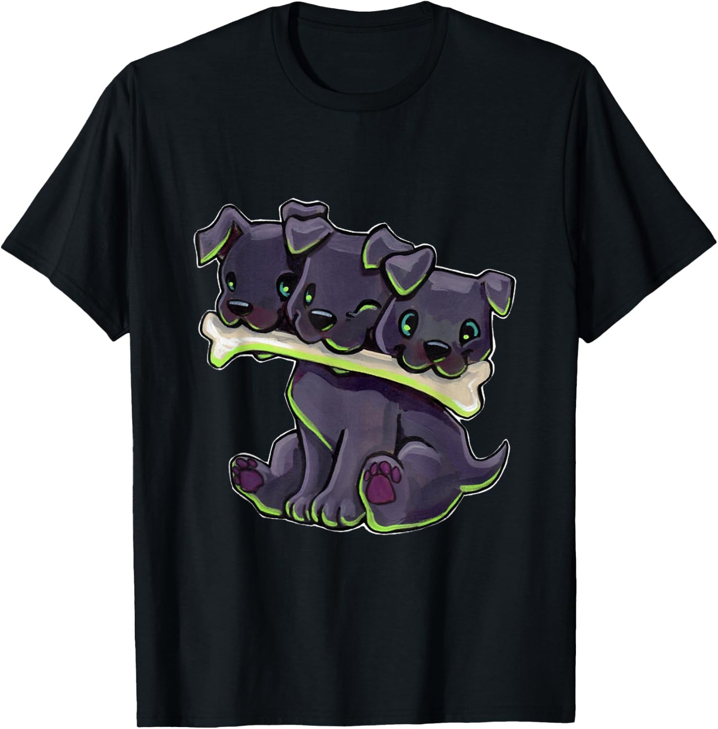Cerberus Cute - Funny Dog T-Shirt - T-Shirt | Black