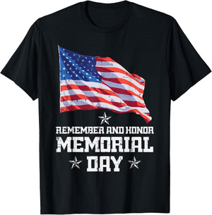Memorial Day America Flag Remember Honor Men Women Kids Teen T-Shirt - T-Shirt | Black
