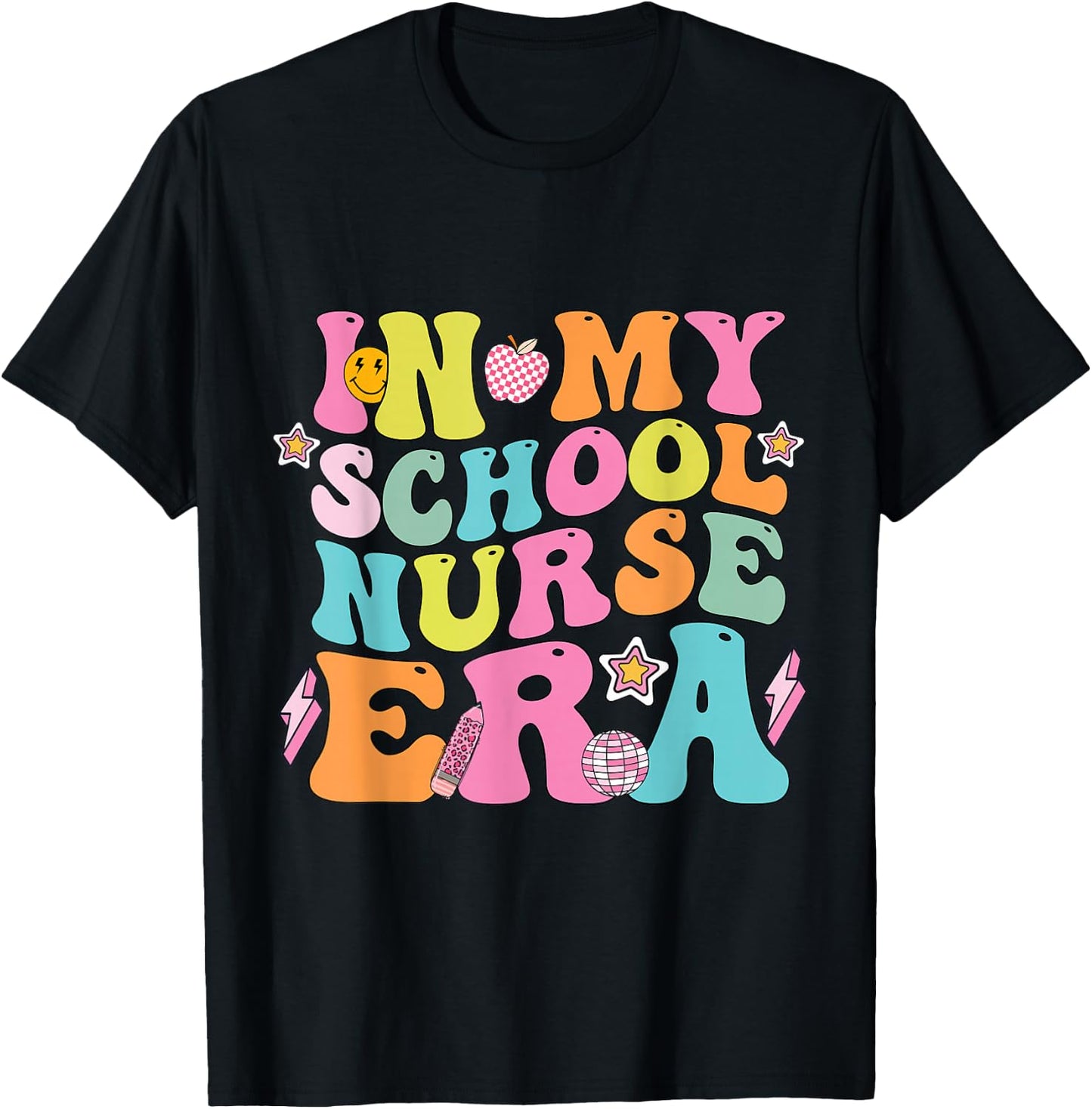 In My School Nurse Era Groovy Back To School Life T-Shirt - T-Shirt | Black