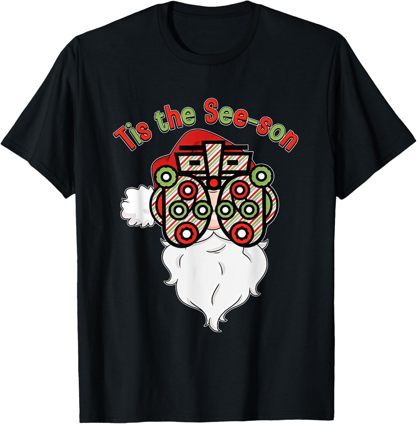 Santa Optometry Christmas Season Tis The Seeson Optometry T-Shirt - T-Shirt | Black