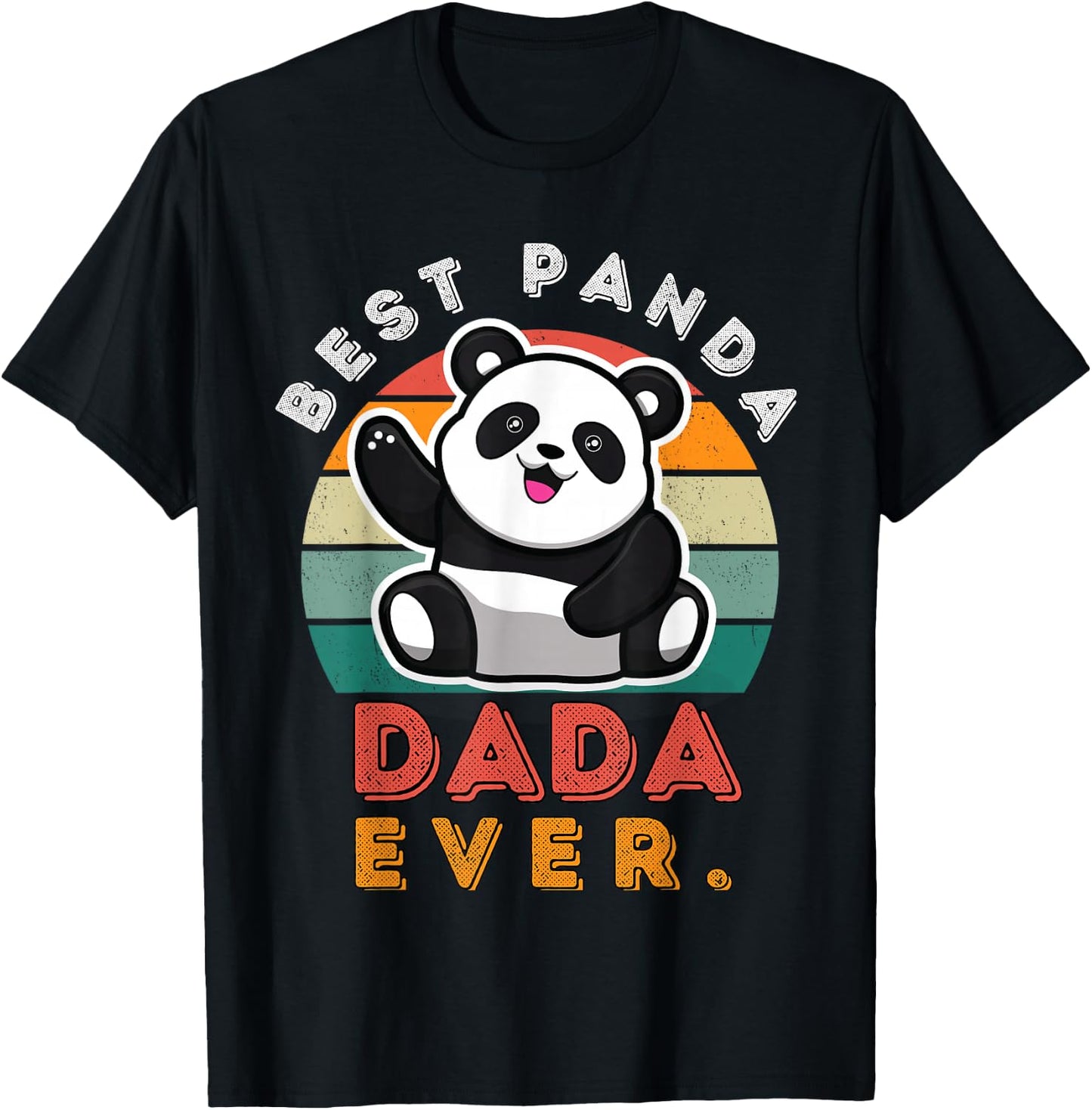 Best Panda Dada Ever Vintage Retro Sunset Kungfu Panda T-Shirt - T-Shirt | Black